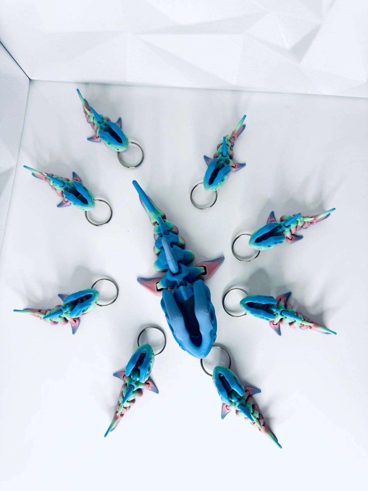 Hai Shark mit Schlüsselanhänger Rainbow 3d-druck, Größe S und M von oben