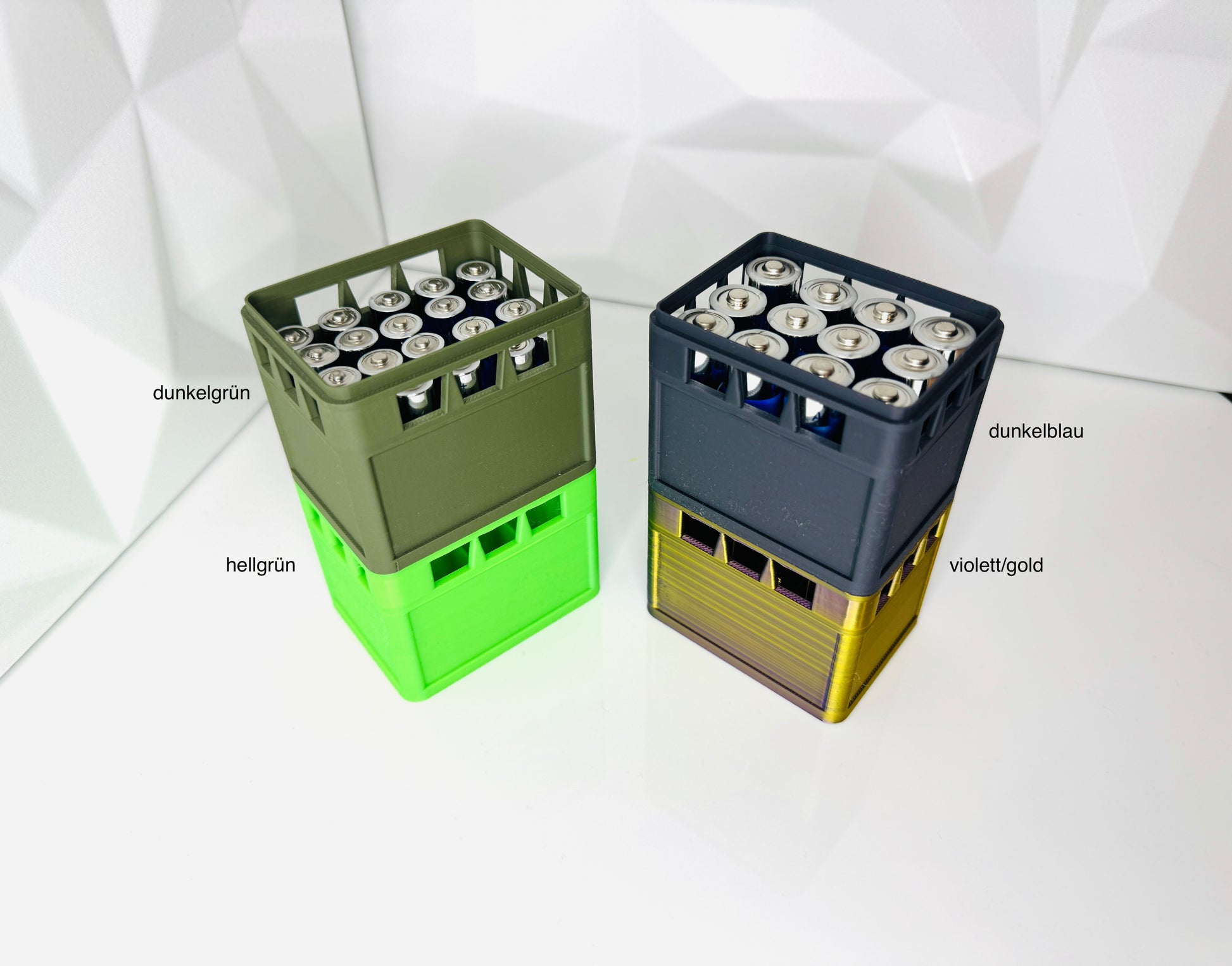 Batterieaufbewahrung Getränkekisten 3d gedruckt in vielen Farben stapelbar
