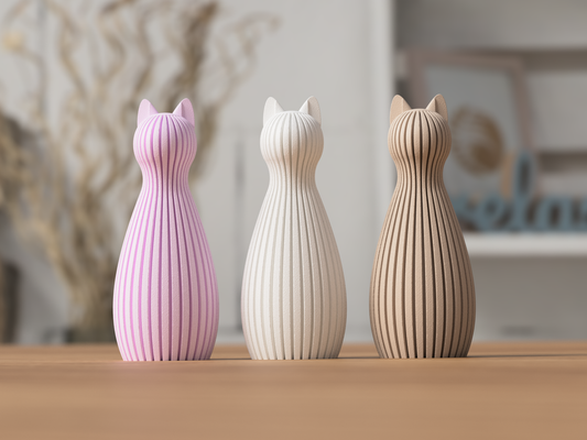 Figur Katze Hellrosa Weiß Beige
