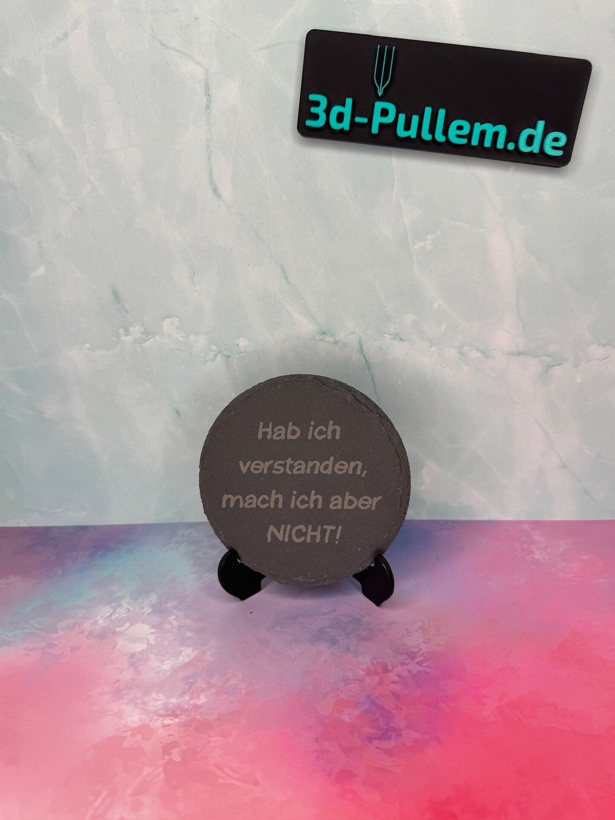 Lasergravierte Getränke-Untersetzer aus Schiefer oder Holz – Runde & quadratische Untersetzer mit lustigen Sprüchen