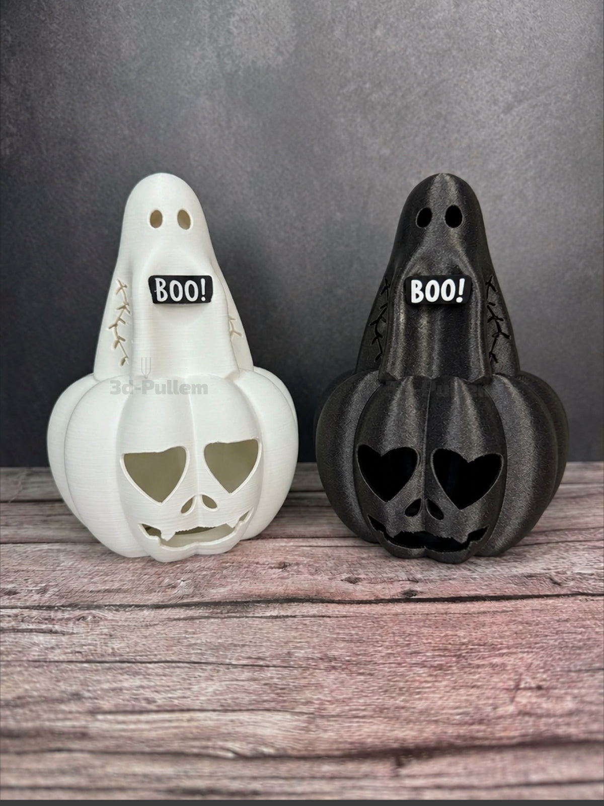 Halloween Kürbisfiguren - Classic, Trio oder mit Boo-Geist als 3d-Druck | LED-beleuchtbar
