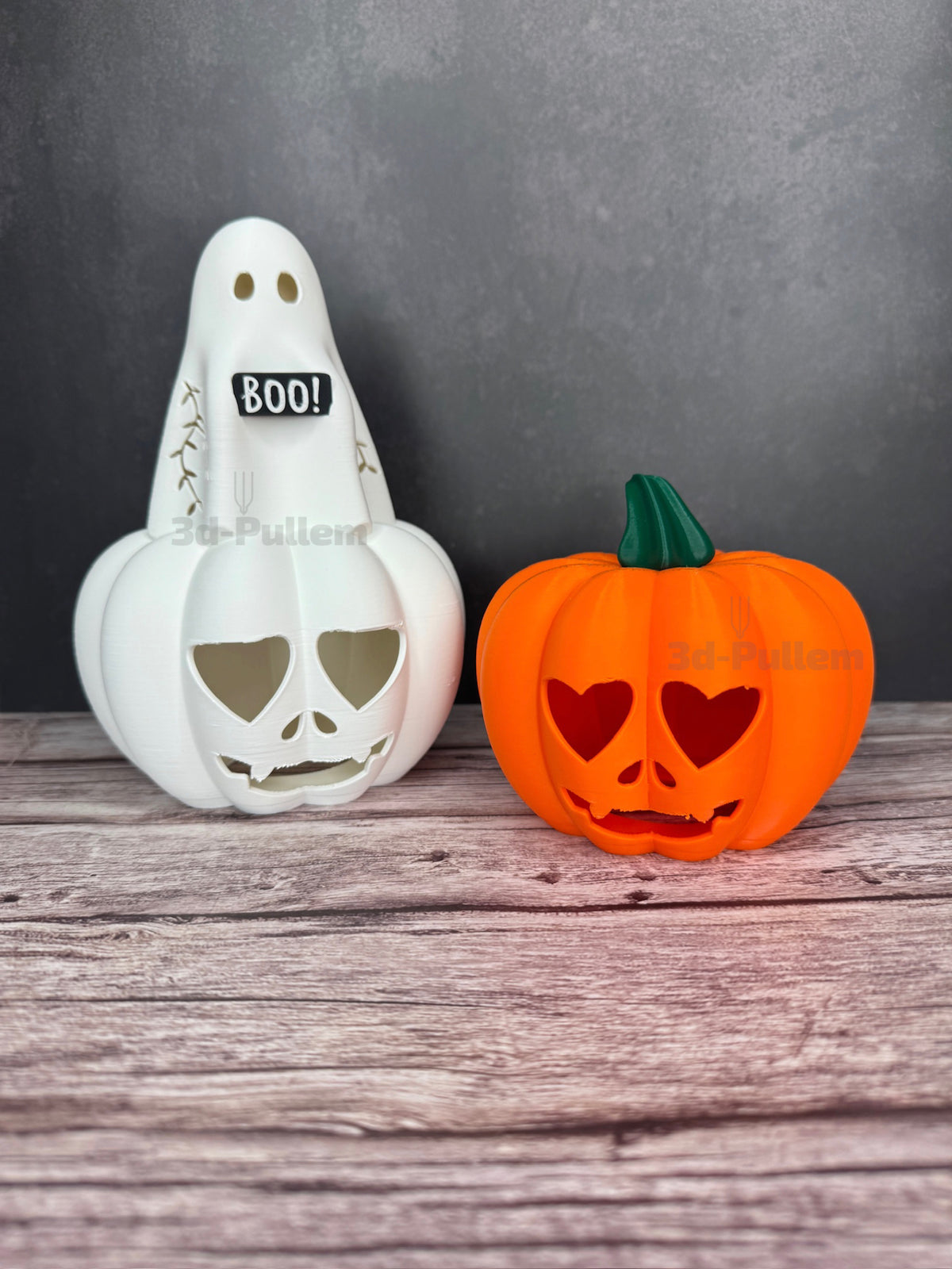 Halloween Kürbisfiguren - Classic, Trio oder mit Boo-Geist als 3d-Druck | LED-beleuchtbar
