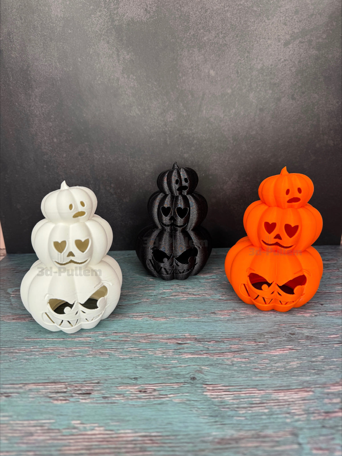 Halloween Kürbisfiguren - Classic, Trio oder mit Boo-Geist als 3d-Druck | LED-beleuchtbar