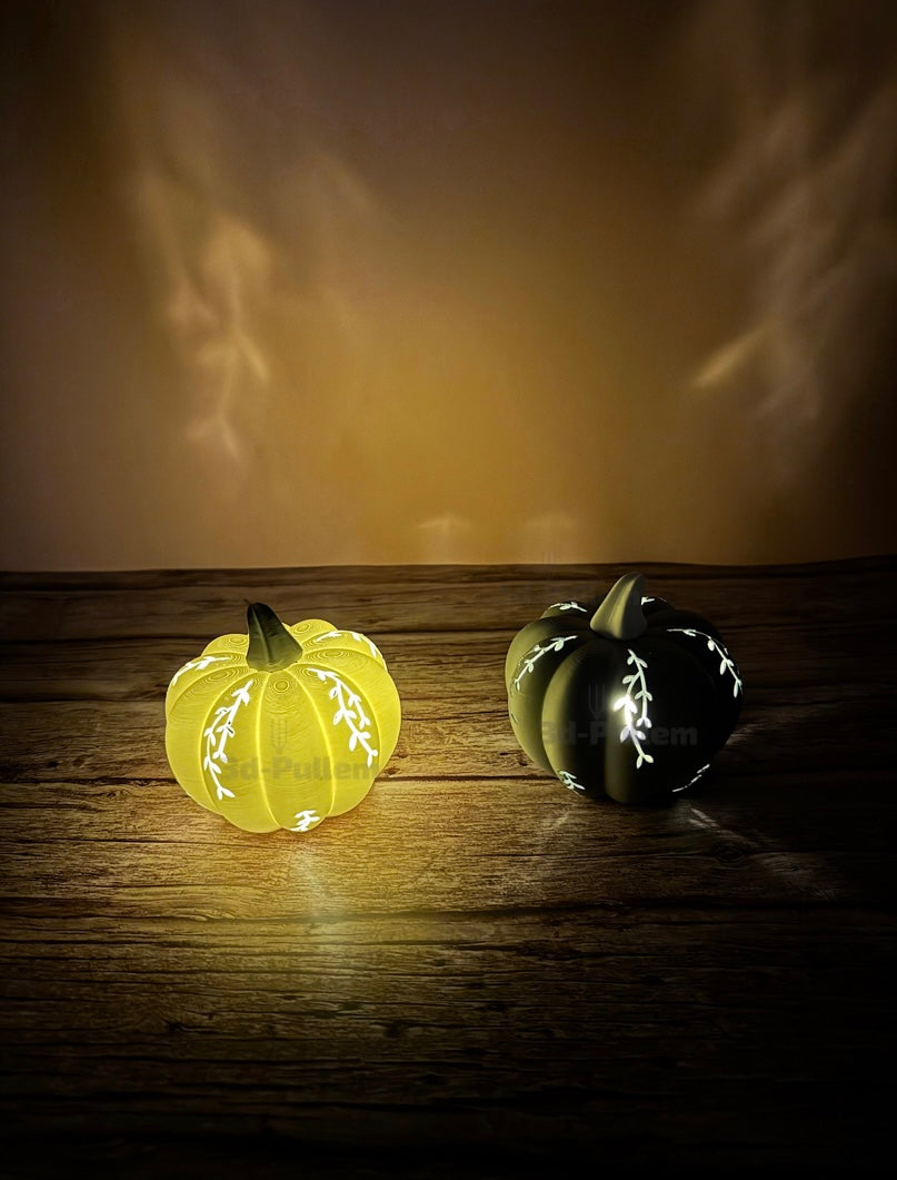 Kürbis Dekoration mit Ranken – beleuchtbarer 3d-Druck für den Herbst und Halloween - tolle Geschenkidee