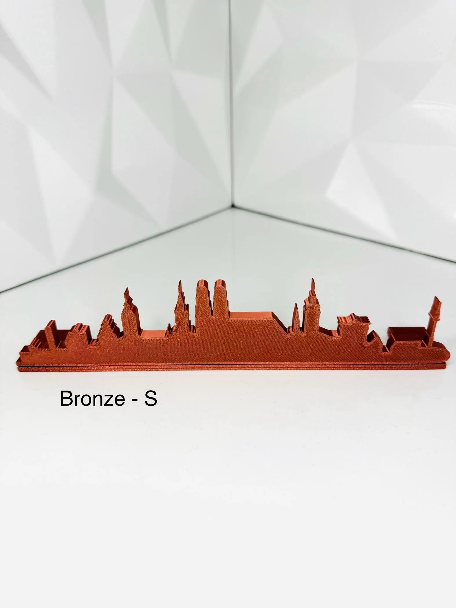 München Stadt Panorama in 3D-Druck – stilvolle Skyline Dekoration Bronze