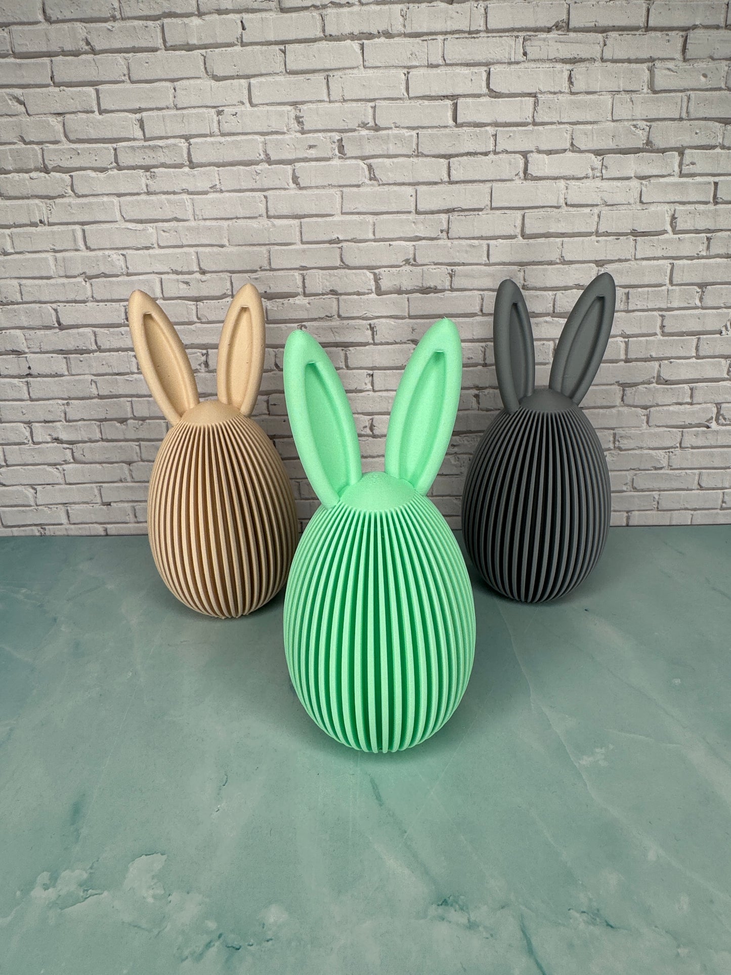 Osterei Hase Bunny sand hellgrün dunkelgrau