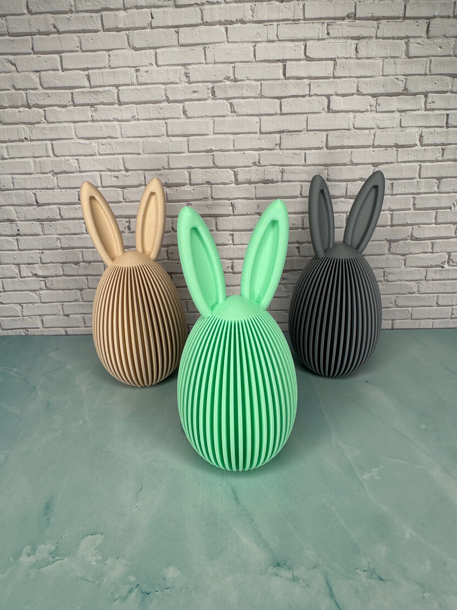 Osterei Hase Bunny sand hellgrün dunkelgrau