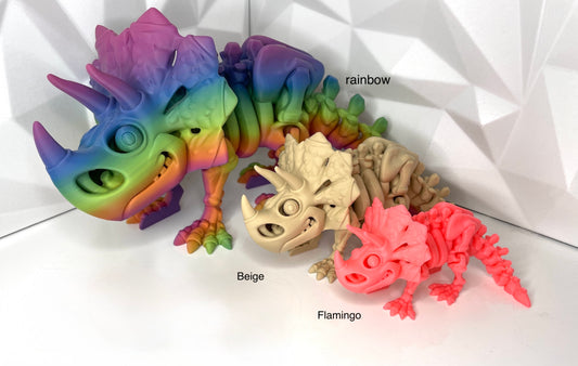Trizeratops 3d-Durck, Alle Größen, L-Rainbow, M-beige, S-Flamingo