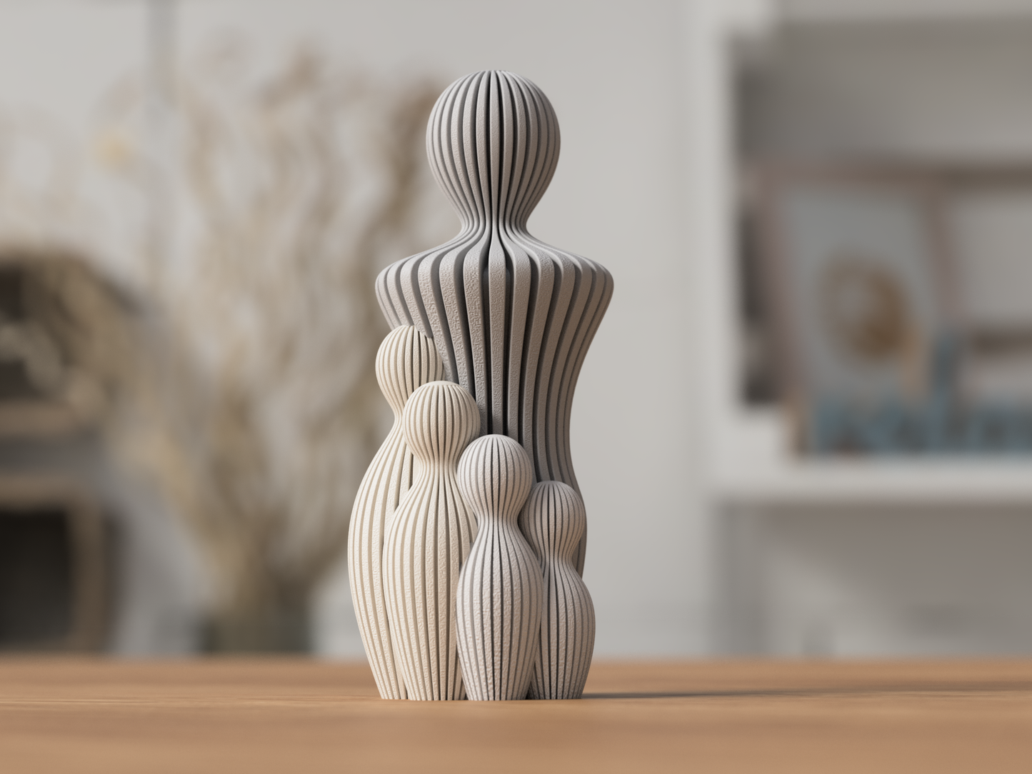 Vater mit 4 Kindern 3d-Figur