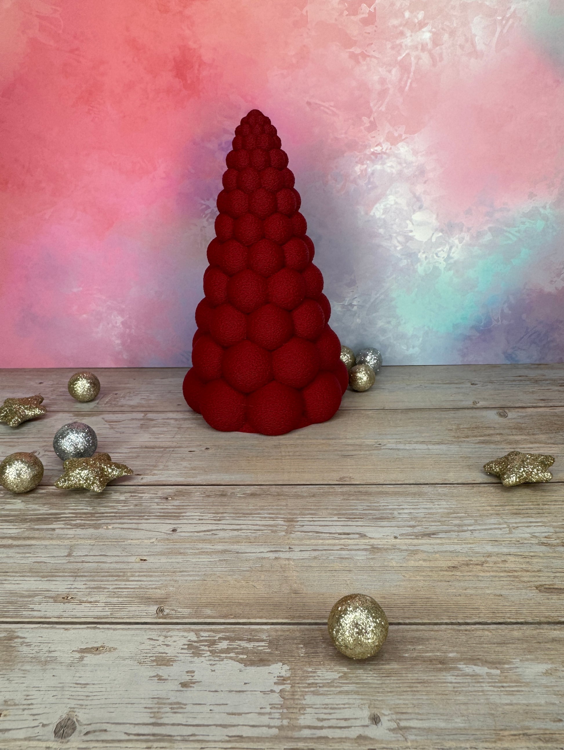 Bubble Baum Weihnachtsdekoration 3d-Druck, LED-geeignet, texturiert, Farbe dunkelrot 