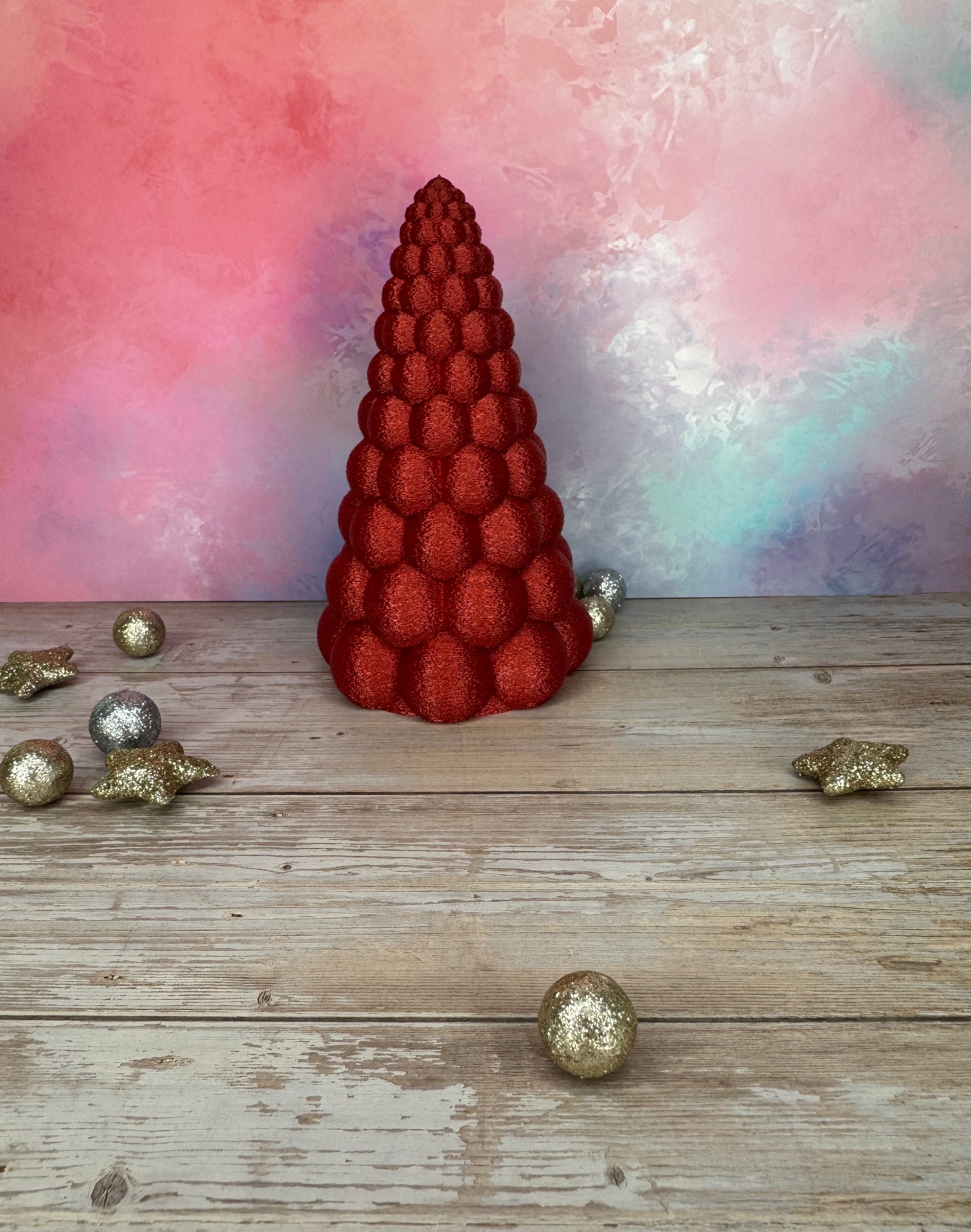 Bubble Baum Weihnachtsdekoration 3d-Druck, LED-geeignet, texturiert, Farbe metallic-rot