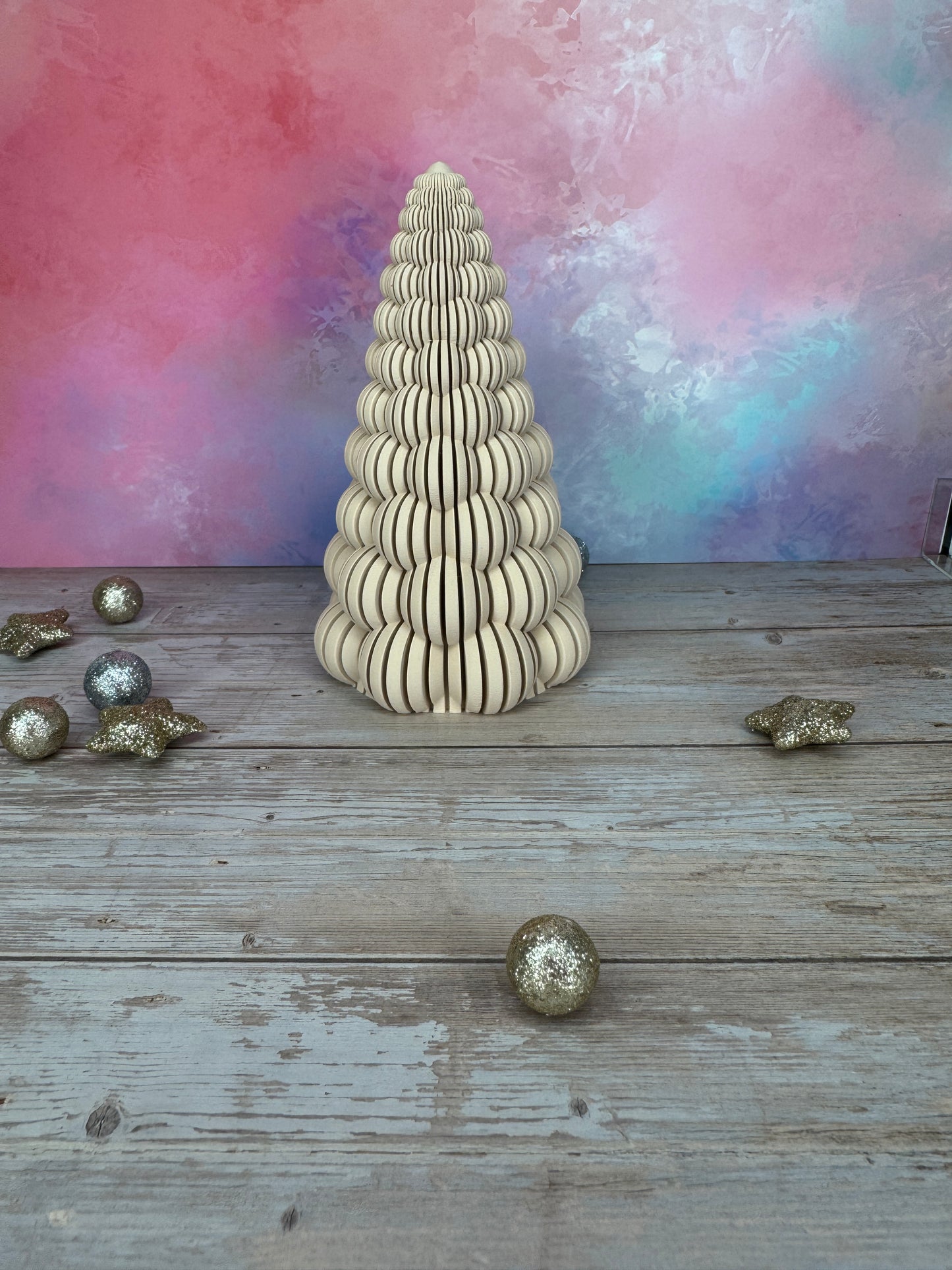 Bubble Baum Weihnachtsdekoration 3d-Druck, LED-geeignet, line art, Farbe sand