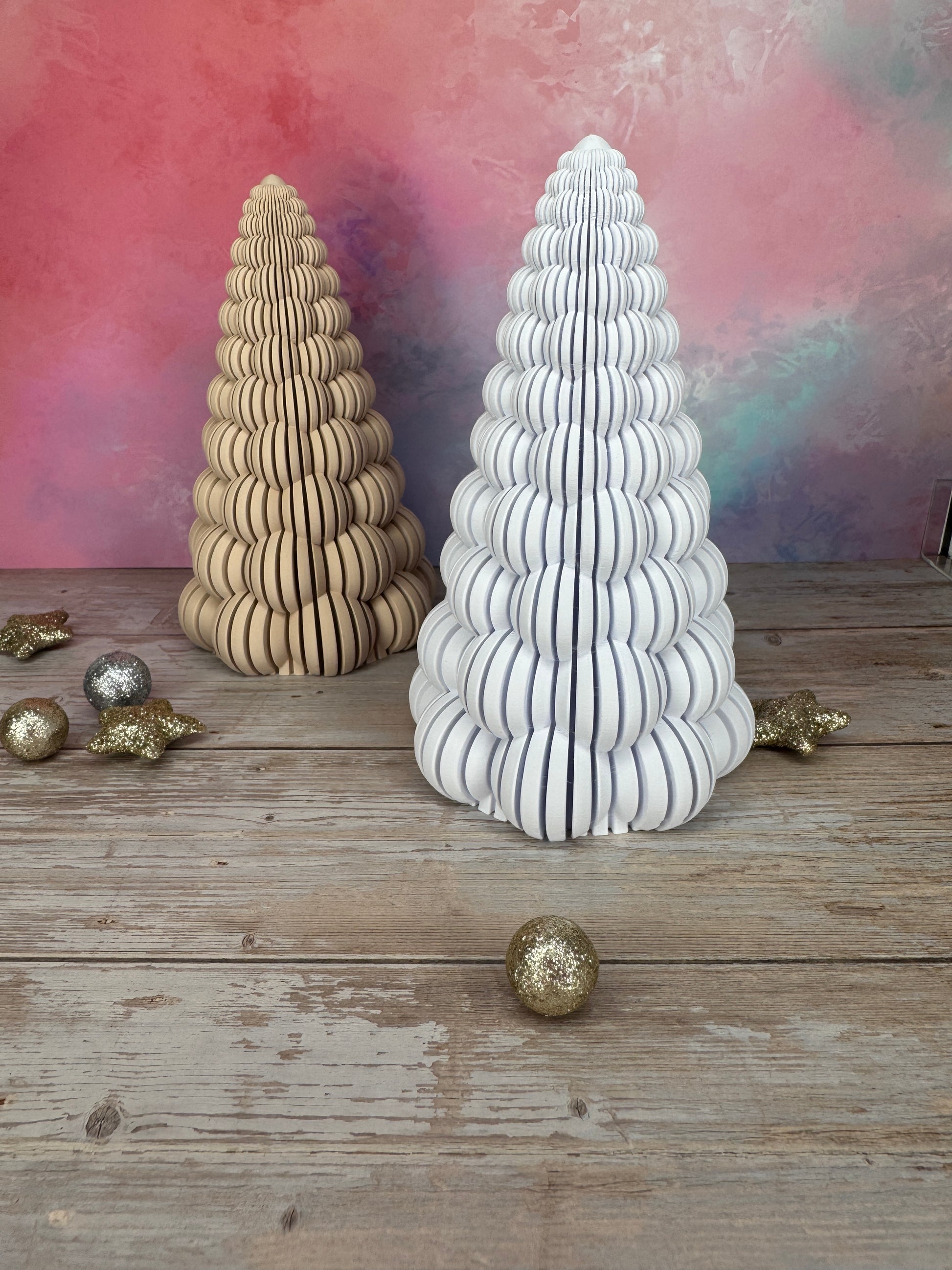 Bubble Baum Weihnachtsdekoration 3d-Druck, LED-geeignet, texturiert und line art, Farben sand und weiss