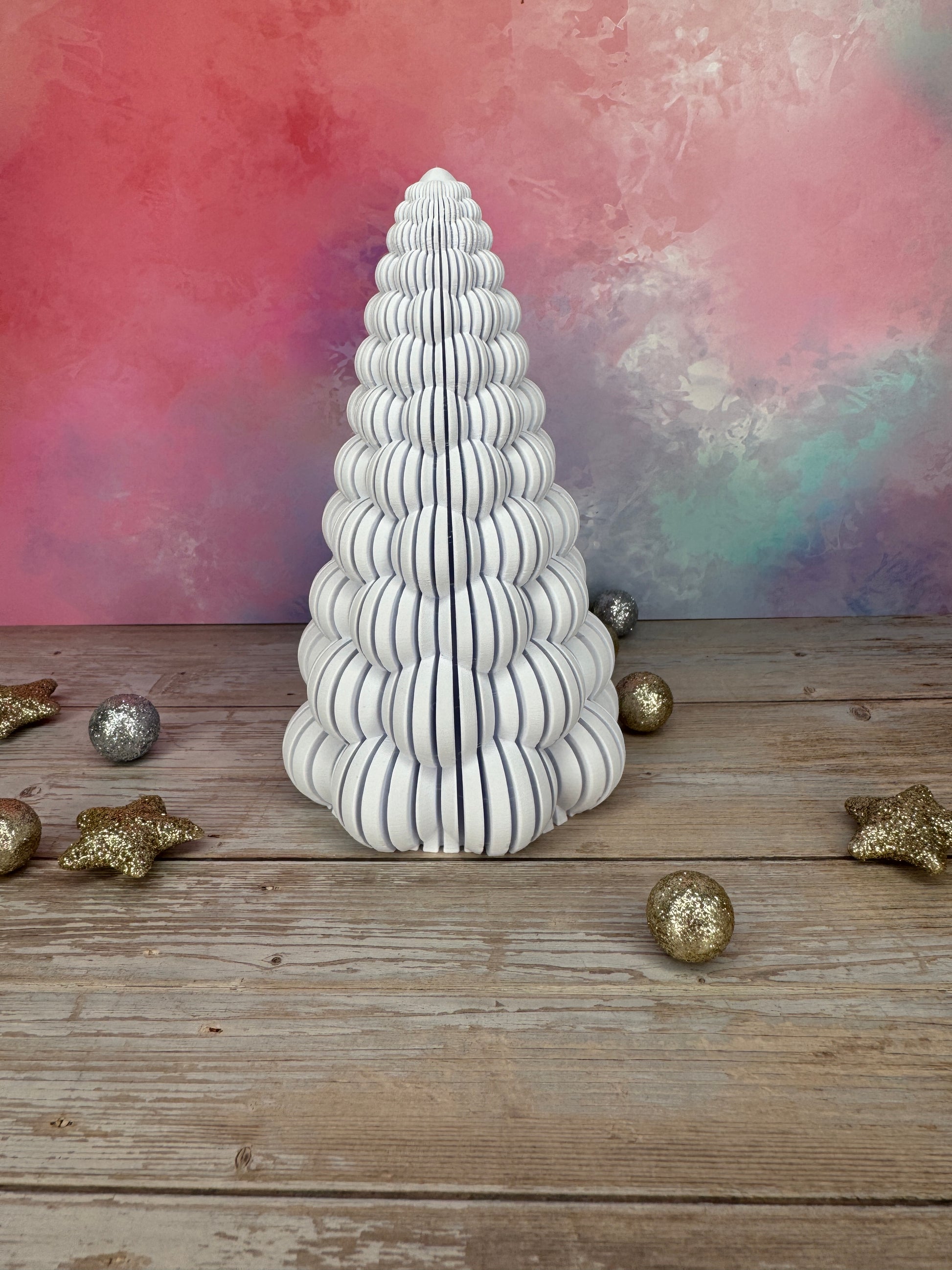 Bubble Baum Weihnachtsdekoration 3d-Druck, LED-geeignet, line art, Farbe weiss