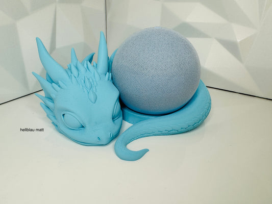 Drachenbaby Dekohalter für Alexa Echo in hellblau matt