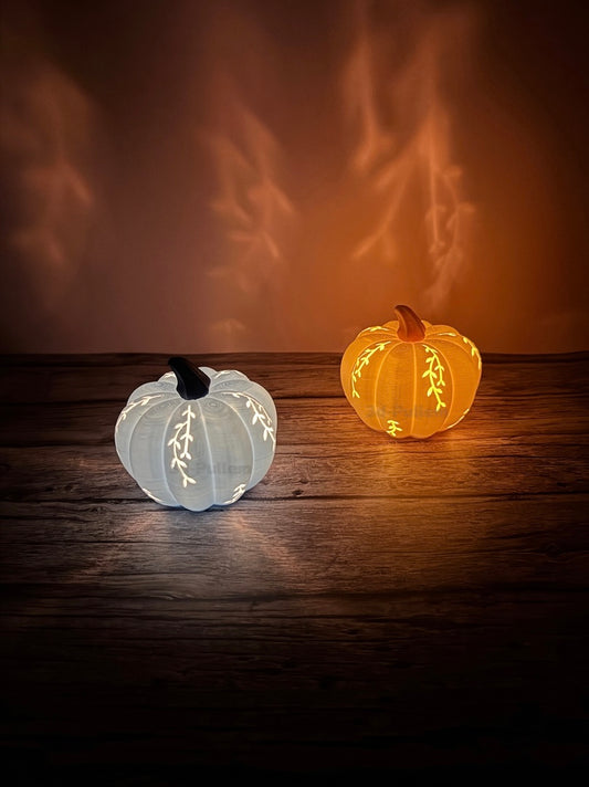 Kürbis Dekoration mit Ranken – beleuchtbarer 3d-Druck für den Herbst und Halloween - tolle Geschenkidee