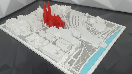 Köln in 3D - Miniatur-Stadtansicht in 3D - Skyview - 3d-Druck Modell mit Herzstück / Cologne Skyline 3D