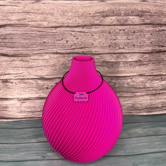 Drei TerraSphere Dekovasen für frische Blumen Dank Glaseinsatz zum Befühlen mit Wasser im modernen Design, hergestellt im 3D-Druck, Farbe pink