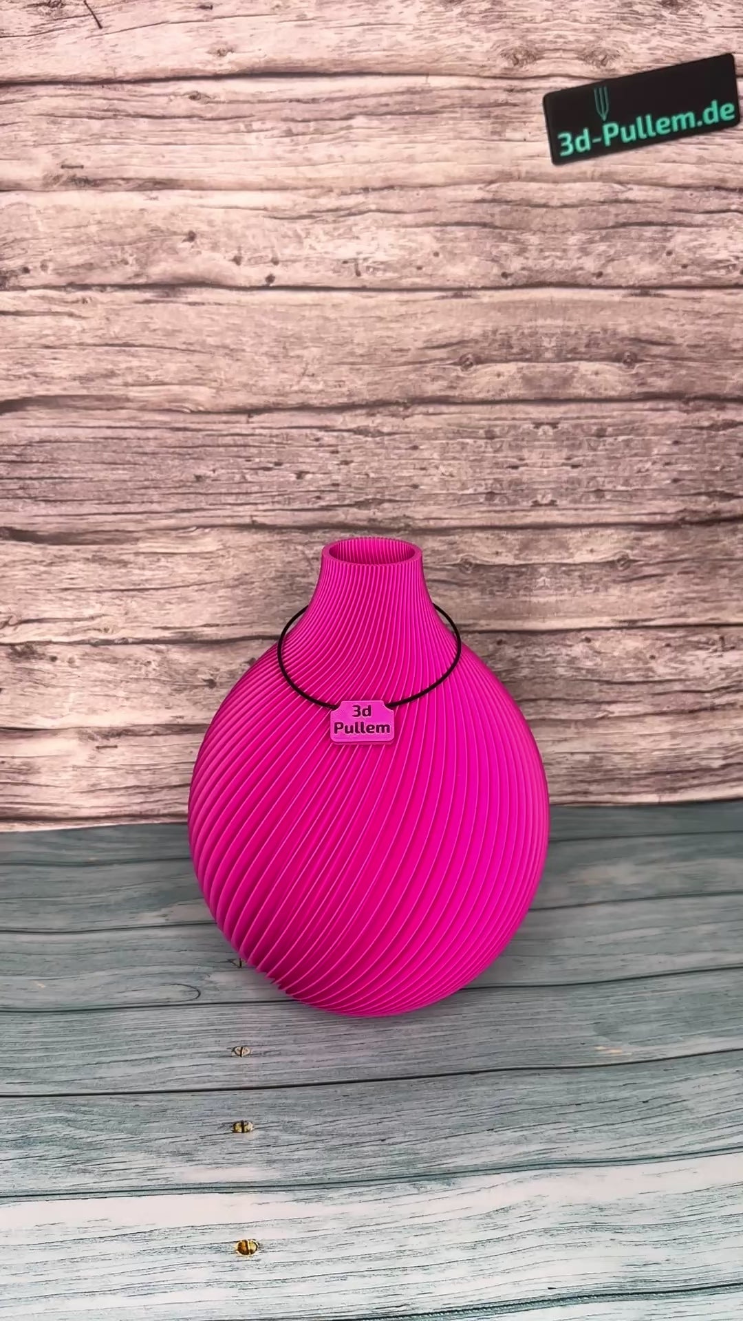 Drei TerraSphere Dekovasen für frische Blumen Dank Glaseinsatz zum Befühlen mit Wasser im modernen Design, hergestellt im 3D-Druck, Farbe pink